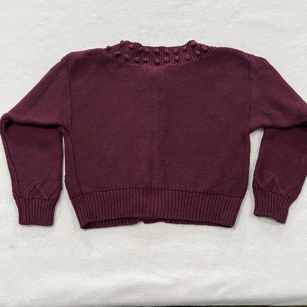 Firo Vintage 90s Chunky Textured Knit Button Front Cardigan Purple Cropped - Picture 7 of 13